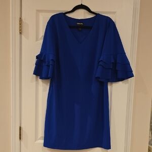 Revelry Royal Blue Mini Dress with Ruffled Sleeves